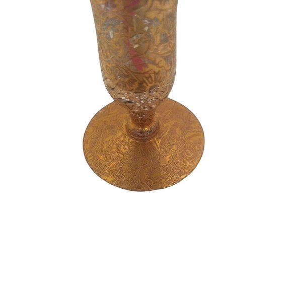 Vase "Daisy Fields" MCM 7" Glastonbury Lotus 22K Gold Gilded - Picture 3 of 5